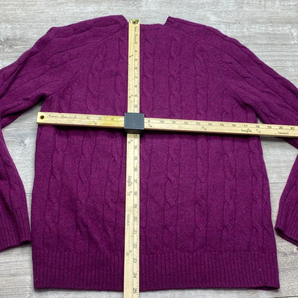 Brooks Brothers‎ Womens M Wool Cable Knit Sweater Purple Crewneck Pullover